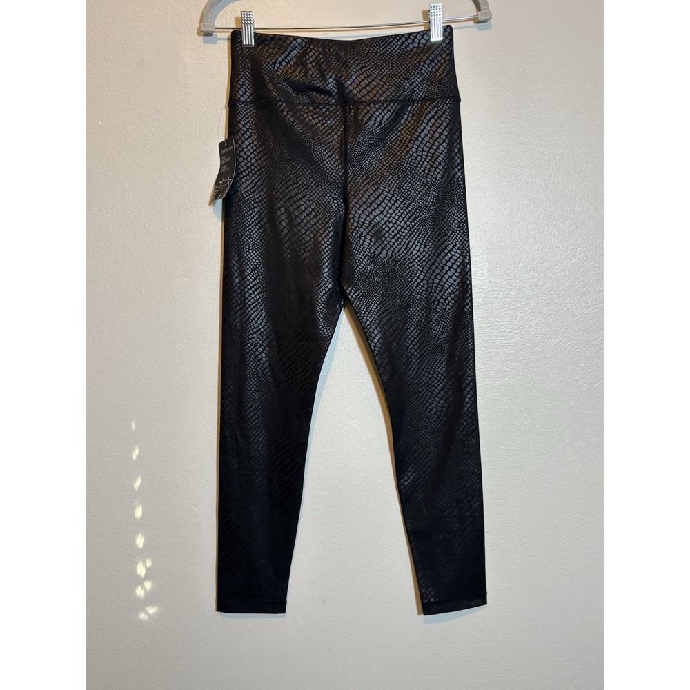 INC Black Croc Leggings M Edgy Reptil Print Minimal Goth Athleisure Y2K Revival